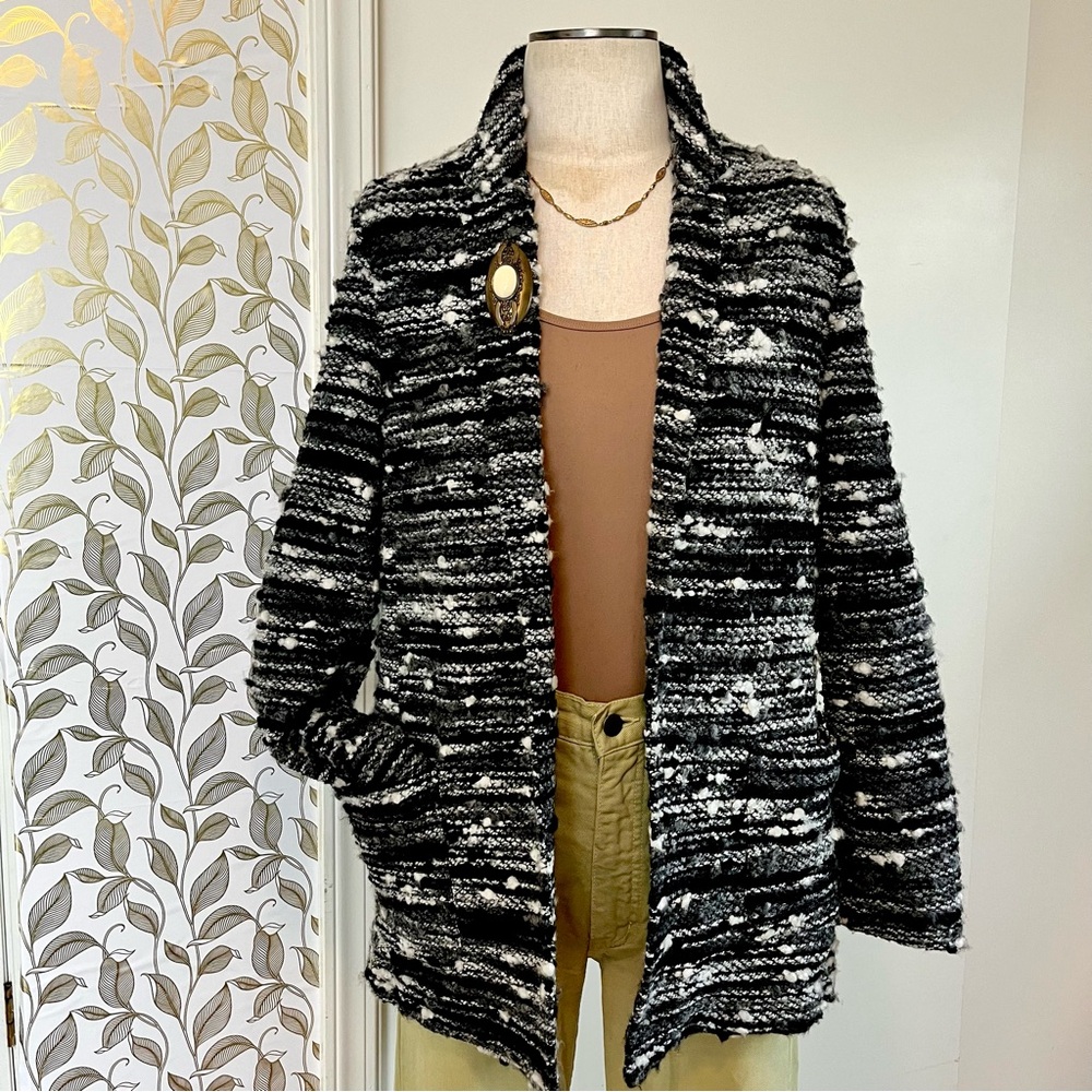 Anthropologie DREW Boucle Blazer Cotton/Wool Blend w/Front Pockets Size M